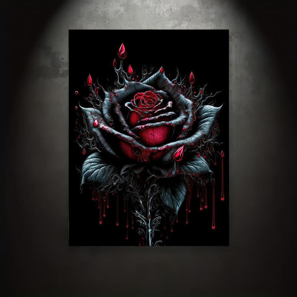 1pc Vintage Art Canvas Painting, Blood Rose Flower Painting On Canvas Wall Art, Artwork Wall Painting For Bathroom Bedroom Office Living Room Home Wall Decor, No Frame https://www.temu.com/search_result.html?search_key=601099518695522