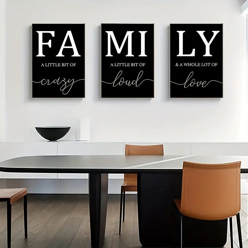 Luxury Minimalist 3pcs/set Frameless Canvas Wall Art - Decorative Paintings for Living Room - Family Writing No Frame June Wall Art