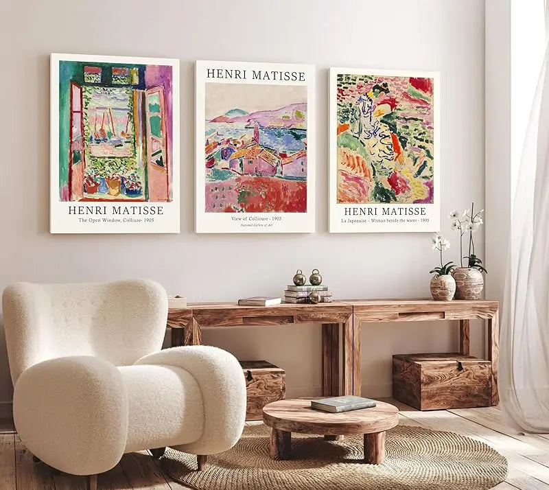 Induslyfe Framed Sage Green Vintage Wall Art Canvas Decor Set of 3, Matisse Wall Art Prints Posters Mid Century Modern Art, Aesthetic Floral Botanical wall art for bedroom, living room, bathroom 12x16 https://www.amazon.com/dp/B0CKY1V241
