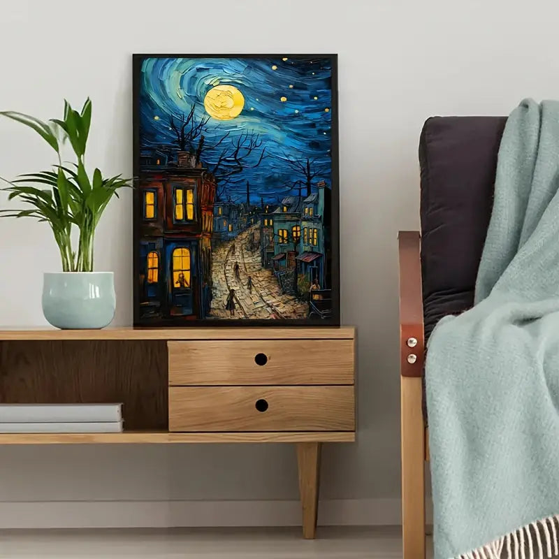 1pc Vincent van Gogh "Starry Night" Canvas Art Print - Vibrant Oil Painting Reproduction, Unframed Wall Decor for Living Room, Bedroom, Home Office, Dorm | Classic/Artistic Style, Vertical Orientation June Wall Art