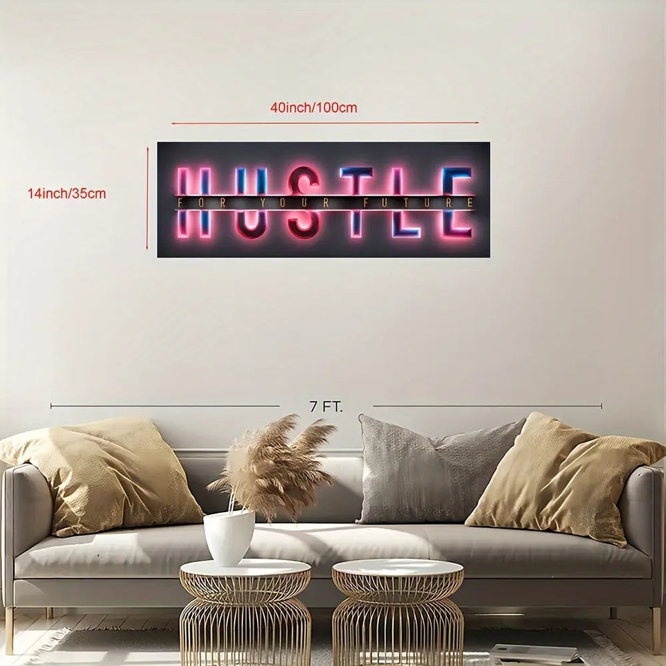 1pc Unframed Hustle For Your Future Painting, Creative Canvas Poster, Canvas Wall Art, Artwork Wall Painting For Gift, Bedroom, Office, Living Room, Cafe, Bar, Wall Decor, Home And Dormitory Decor June Wall Art