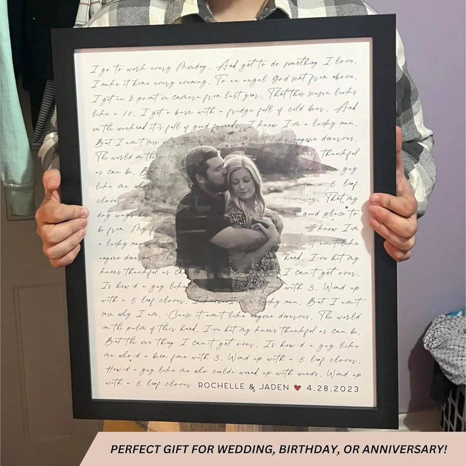 Personalized Song Lyrics Wall Art - Custom Wedding Photo Couples - Anniversary Wedding Gift for Him or Her - Wedding Song Lyrics - Valentines Gift for Wife or Husband - Canvas and Framed Options https://www.amazon.com/dp/B0BLRBG2HL