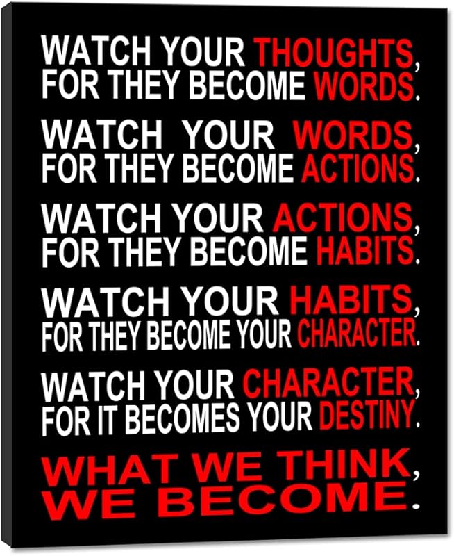 Pyradecor Watch Your Thoughts Motivational Classroom Poster Modern Canvas Prints Wall Art Paintings Ready to Hang for Office Living Room Home Decorations Stretched Pictures Artwork https://www.amazon.com/dp/B076PKMR4S
