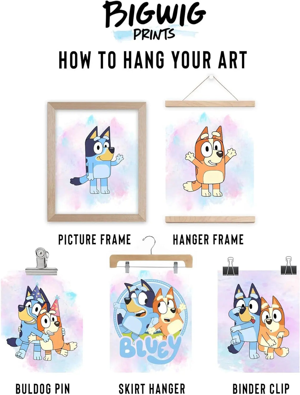 BigWig Prints Bluey Poster - Bluey Room Decor, Posters for Boys Room, Kids Wall Art for Bedroom, Toddler Wall Art, Cartoon Artwork for Nursery Decor, Kids Cartoon Prints - Set of 6 (8x10”) Unframed https://www.amazon.com/dp/B0CMDGDXH7