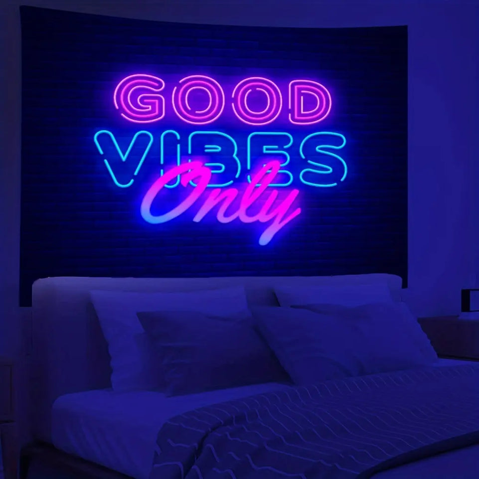 UV Blacklight Colorful Fluorescent 1pc Tapestry - Living Room, Bedroom, Dorm Room Wall Hanging With Free Accessories June Wall Art
