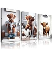 TWNSLLA Highland Cow Funny Bathroom Decor Wall Art,Bathroom Highland Cow Art Prints,Rustic Farmhouse Bathroom Wall Decor,Funny Bathroom Signs Animal Canvas Wall Art,UNFRAMED,8x10inchx4pcs https://www.amazon.com/dp/B0D2CRRJBZ
