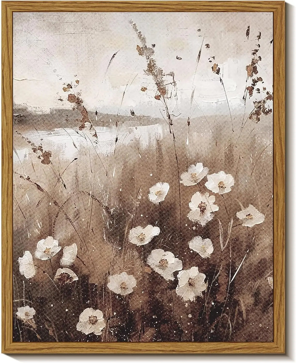 InSimSea Framed Wall Art for Living Room Landscape Canvas Wall Decor Meadow with Flowers Vintage Paintings Classical Wildflower Field Scene Boho Floral Pictures Decor Gifts for Bathroom Bedroom 8x10in https://www.amazon.com/dp/B0D1YFGWX7