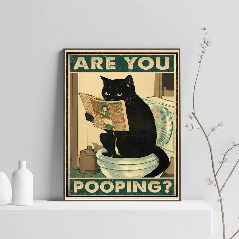 1pc Canvas Poster, Inspirational Quote Wall Art, Are You Pooping Black Cat Kitten Watching Newspaper In Toilet, Funny Animal Poster, Vintage Retro Art, For Living Room Wall Decor/ Room Decor/ Home Decor, No Frame, Halloween Decoration https://www.temu.com/search_result.html?search_key=601099516946631