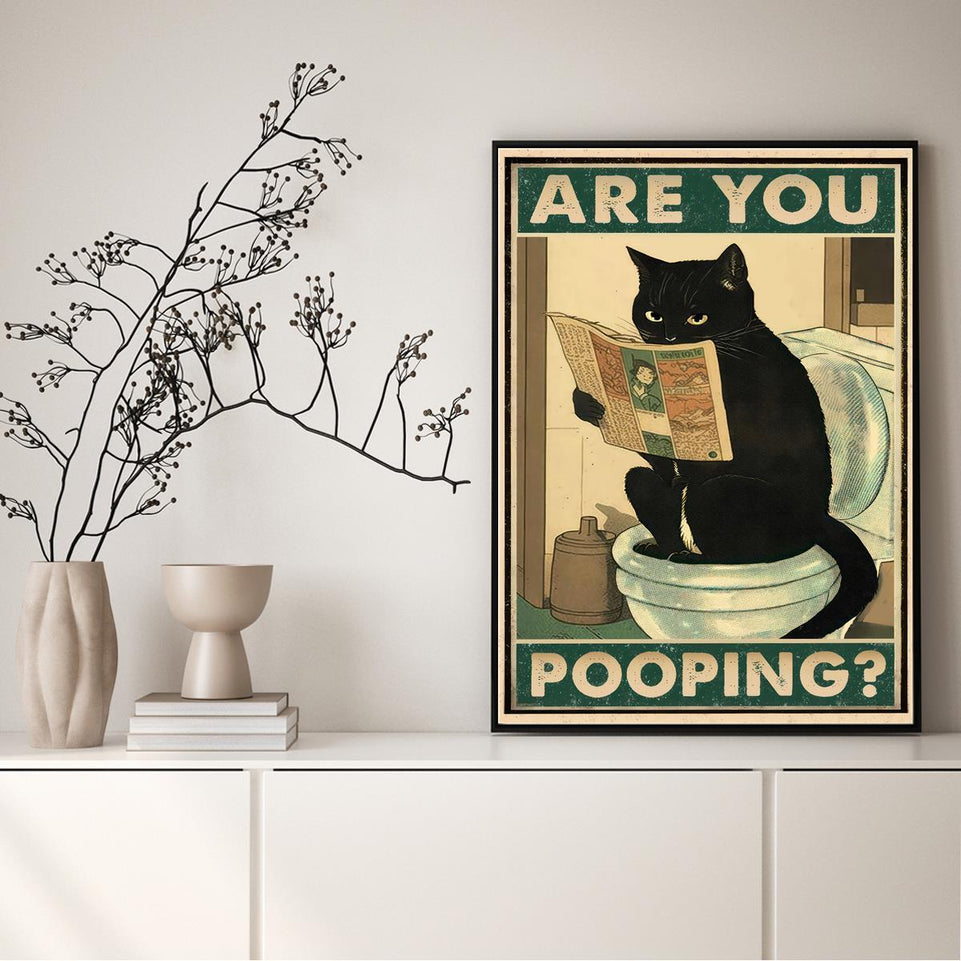 1pc Canvas Poster, Inspirational Quote Wall Art, Are You Pooping Black Cat Kitten Watching Newspaper In Toilet, Funny Animal Poster, Vintage Retro Art, For Living Room Wall Decor/ Room Decor/ Home Decor, No Frame, Halloween Decoration https://www.temu.com/search_result.html?search_key=601099516946631