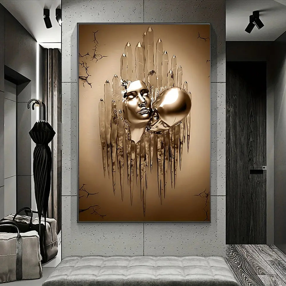 Love Couples Kissing Hug Abstract Canvas Painting - 1pc Wall Art for Bathroom Bedroom Office Living Room Home Decor - No Frame June Wall Art