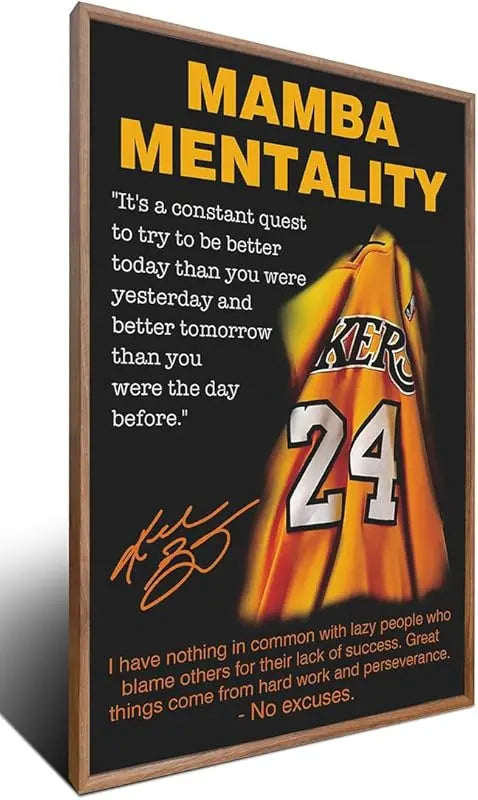 Black Mamba Inspirational Quotes Poster, Black Mamba Mentality Wall Art Decor, Jersey Canvas Art Poster for Man Cave Boys Room Office Decor, A Gift for Dear Basketball Fans, 16"x24" - Unframed https://www.amazon.com/dp/B0B885K1X8