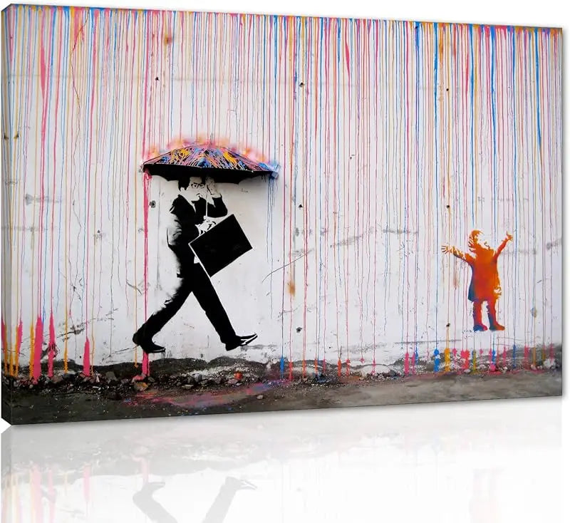 Yatsen Bridge Classic Street Art Banksy Graffiti Wall Art Behind The Curtain Posters Canvas Paintings Colorful Graffiti Pictures Prints Framed for Living Room Home Decor(36''W x 24''H) https://www.amazon.com/dp/B07ZVHB9FP