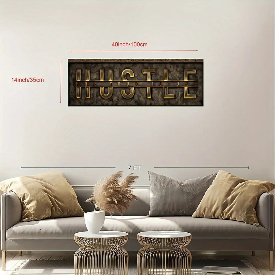 1pc Unframed Hustle For Your Future Painting, Creative Canvas Poster, Canvas Wall Art, Artwork Wall Painting For Gift, Bedroom, Office, Living Room, Cafe, Bar, Wall Decor, Home And Dormitory Decor June Wall Art