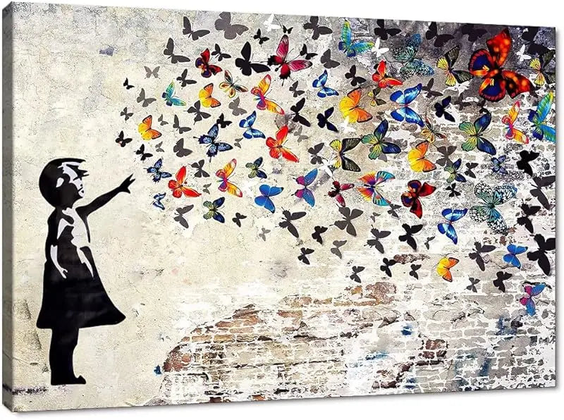 Yatsen Bridge Classic Street Art Banksy Graffiti Wall Art Behind The Curtain Posters Canvas Paintings Colorful Graffiti Pictures Prints Framed for Living Room Home Decor(36''W x 24''H) https://www.amazon.com/dp/B07ZVHB9FP