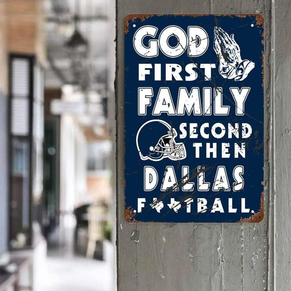 Vintage Sports Poster Metal Football Tin Sign 8x12in(20x30cm)-American Football God First Family Second Then Football-Retro Poster for Football Fans Gift,bar, Cafe, Restaurant Wall Decor art-DC03 https://www.amazon.com/dp/B09QY9BTTF
