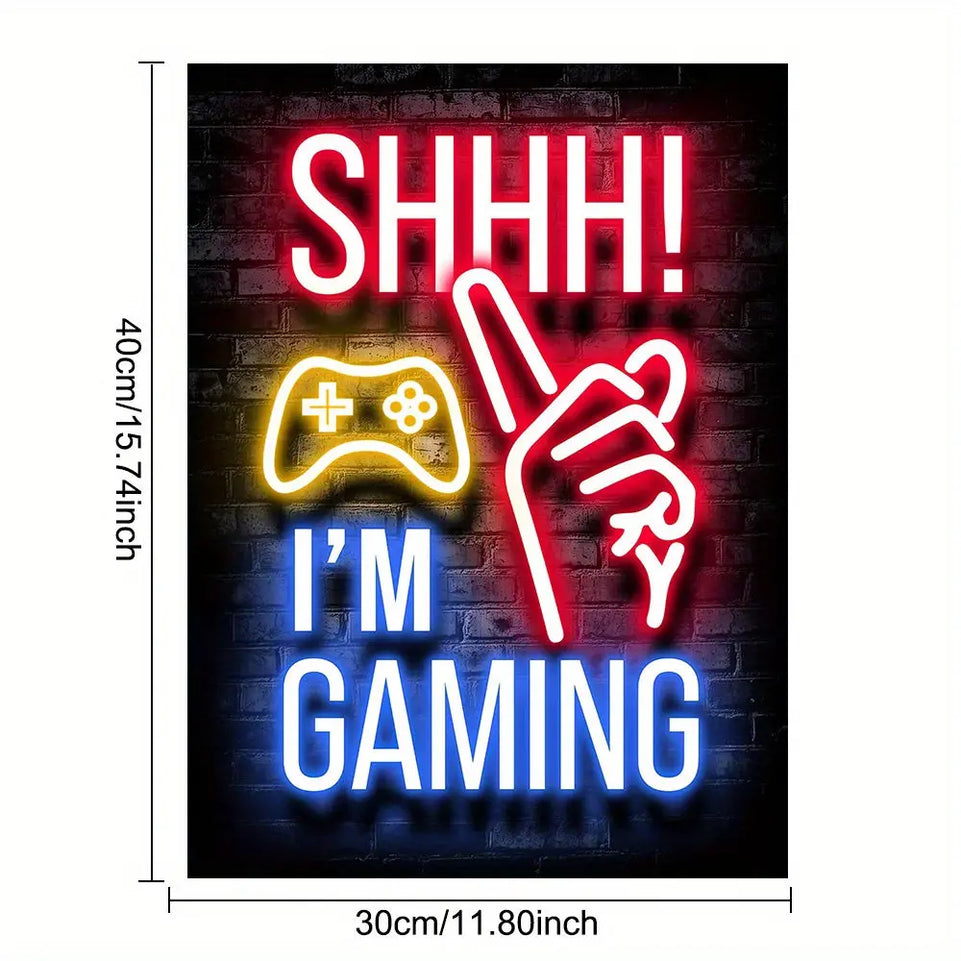 1pc Neon Game Poster - Vibrant Canvas Painting for Electronic Sports Room, Game Hall, and Boys' Bedroom - Perfect Wall Decor for Gamers June Wall Art