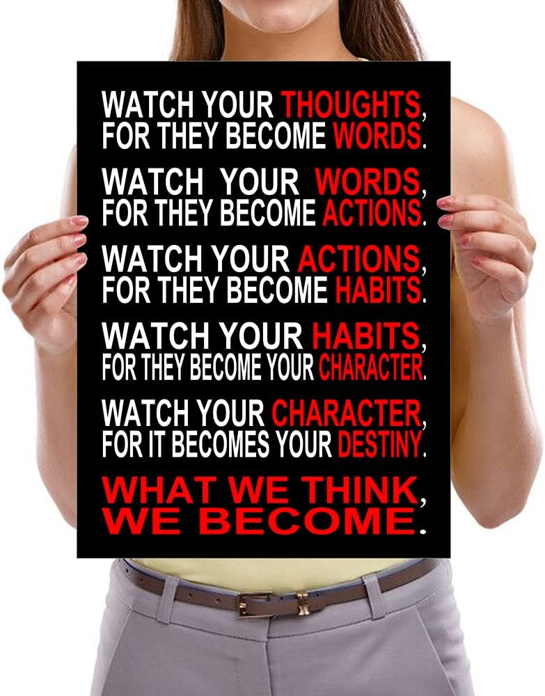 Pyradecor Watch Your Thoughts Motivational Classroom Poster Modern Canvas Prints Wall Art Paintings Ready to Hang for Office Living Room Home Decorations Stretched Pictures Artwork https://www.amazon.com/dp/B076PKMR4S