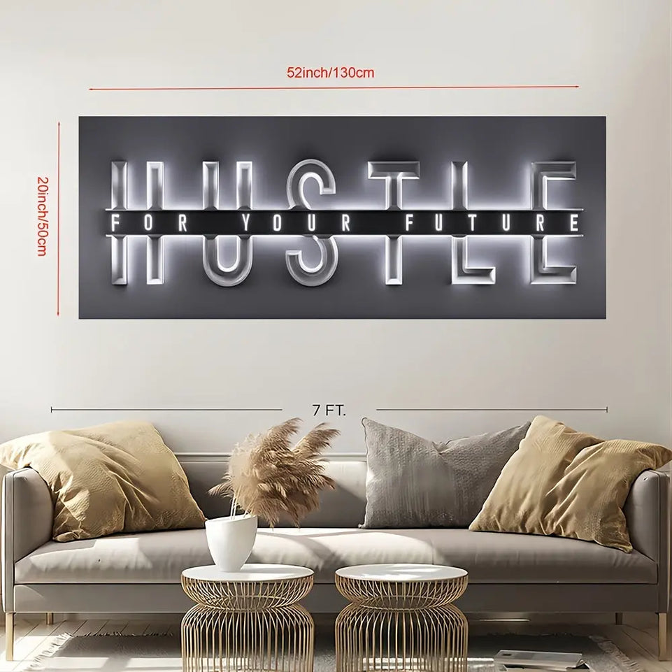 1pc Unframed Hustle For Your Future Painting, Creative Canvas Poster, Canvas Wall Art, Artwork Wall Painting For Gift, Bedroom, Office, Living Room, Cafe, Bar, Wall Decor, Home And Dormitory Decor June Wall Art
