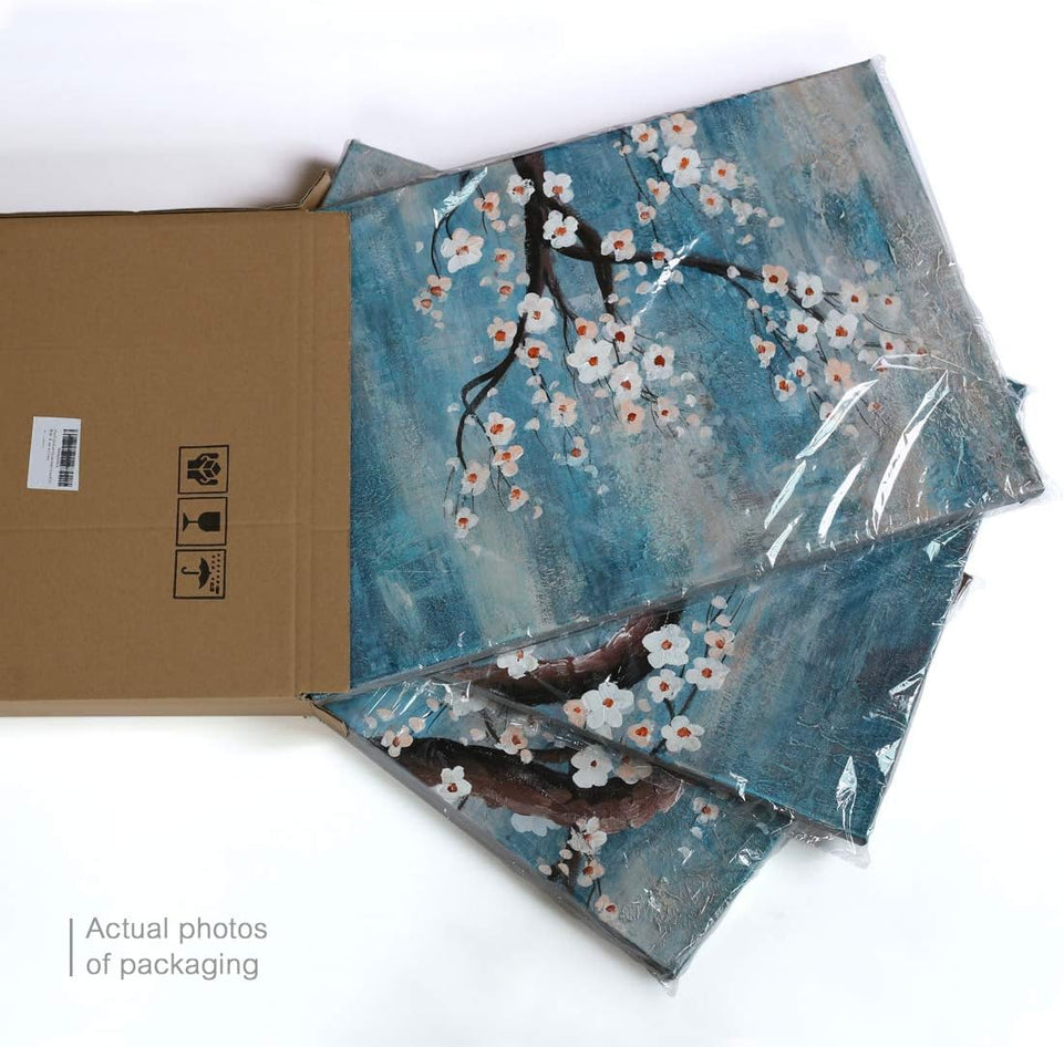 3 Piece Wall Art Hand-Painted Framed Flower Oil Painting On Canvas Gallery Wrapped Modern Floral Artwork for Living Room Bedroom Décor Teal Blue Lake Ready to Hang 12"x16"x3 Panel https://www.amazon.com/dp/B07RPLB9CH