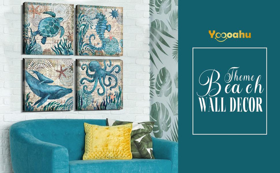 Bathroom Wall Art Beach Decor Ocean Sea Turtle Octopus Canvas Pictures Coastal Room Decor Teal Bathroom Accessories Vintage Whale Seahorse Poster Modern Nautical Painting Bedroom Home Decorations https://www.amazon.com/dp/B07HMJFDK3