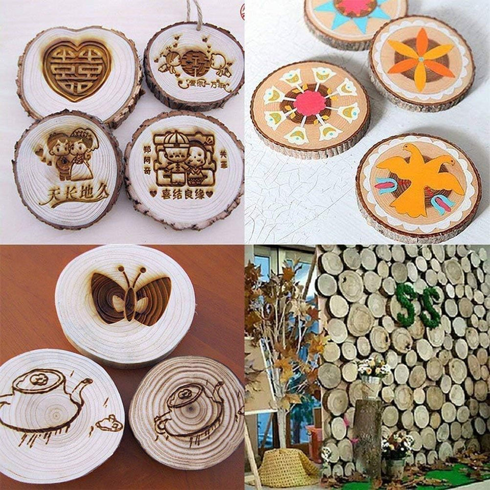 Unfinished Natural Wood Slices 20 Pcs 3.5-4 inch Craft Wood kit Circles Crafts Christmas Ornaments Rustic Wedding Decoration DIY Crafts with Bark for Crafts https://www.amazon.com/dp/B07QSH1T32