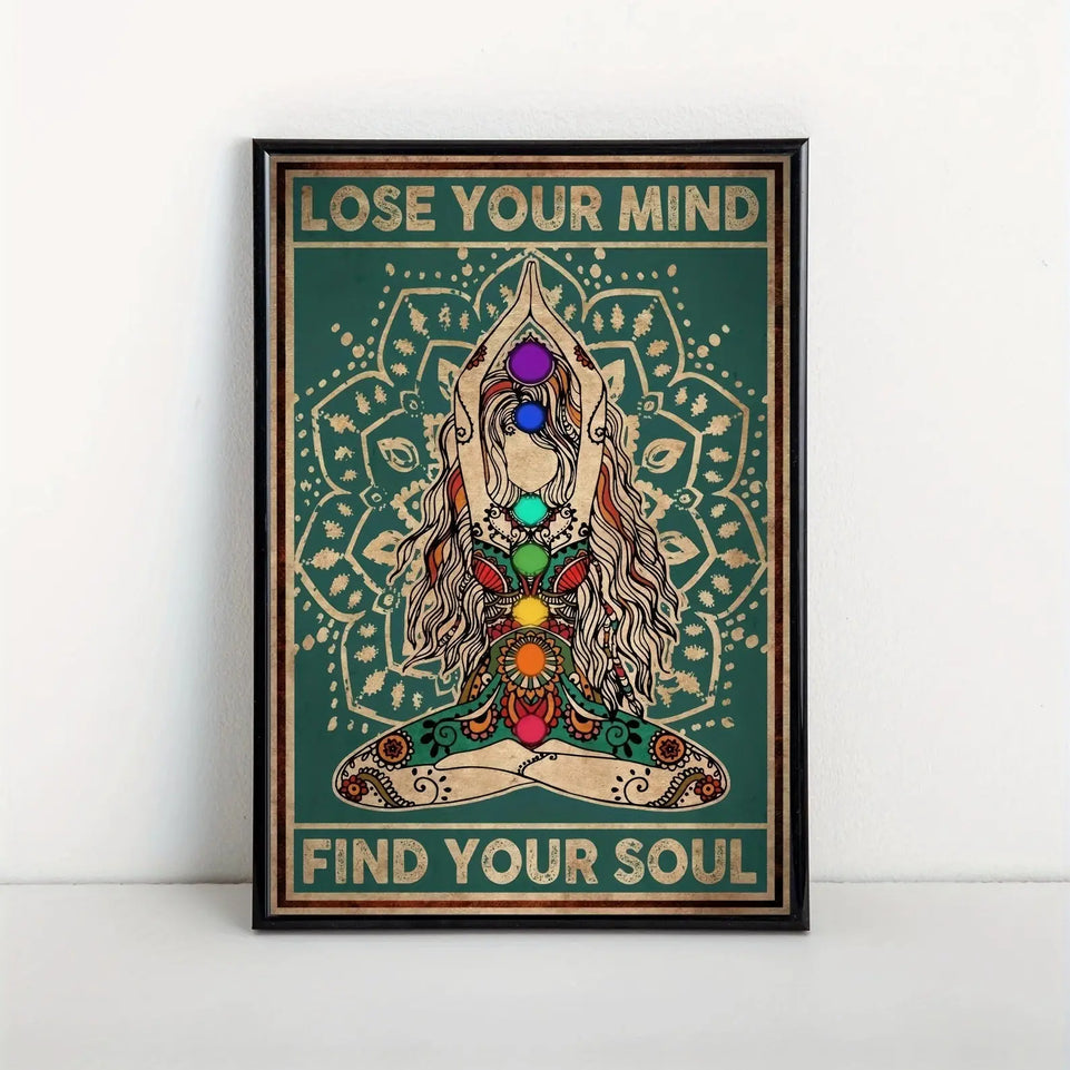 1pc Vintage Gyspy Girl Yoga Pose Wall Art for Home Decor - Lose Your Mind, Find Your Soul - Retro Canvas Poster with No Frame June Wall Art