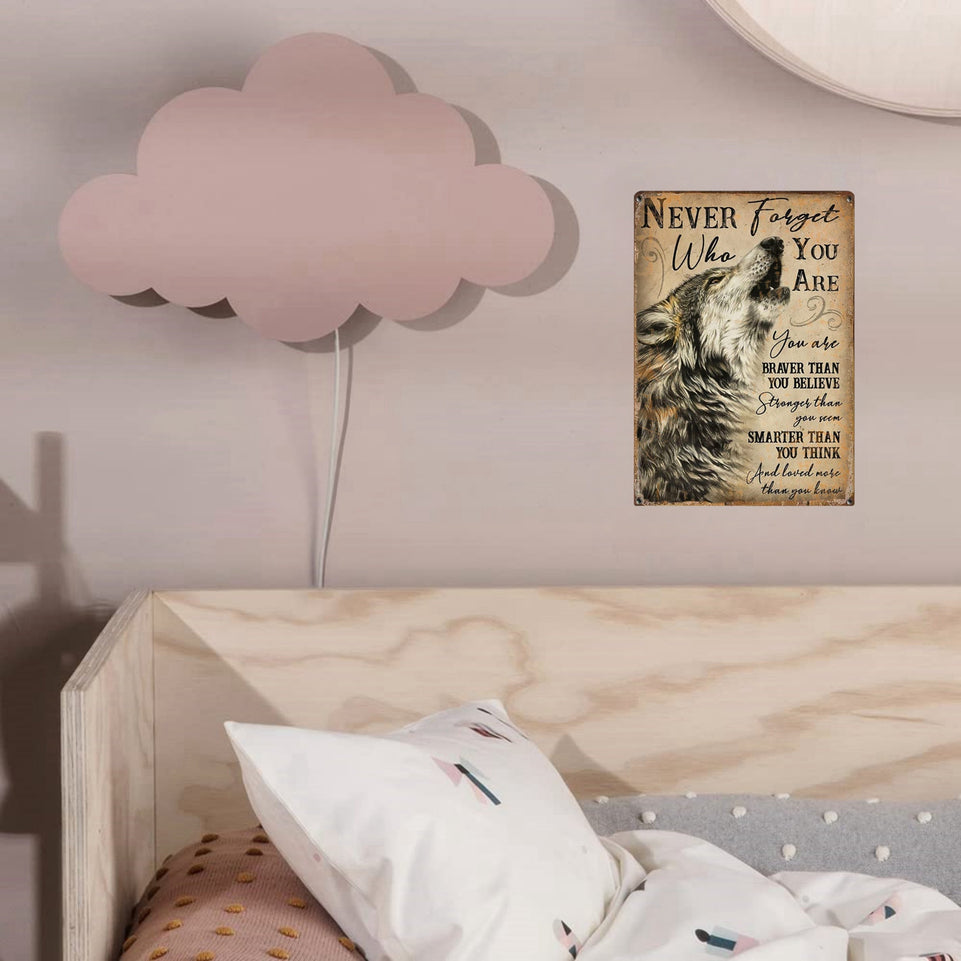1pc Inspirational Wolf Spirit Tin Sign - "Never Forget Who You Are" - Rustic Metal Wall Decor with Motivational Quote, Perfect for Living Room & Farmhouse, 8"x12, Inspirational Wall Decor https://www.temu.com/search_result.html?search_key=601099526112046