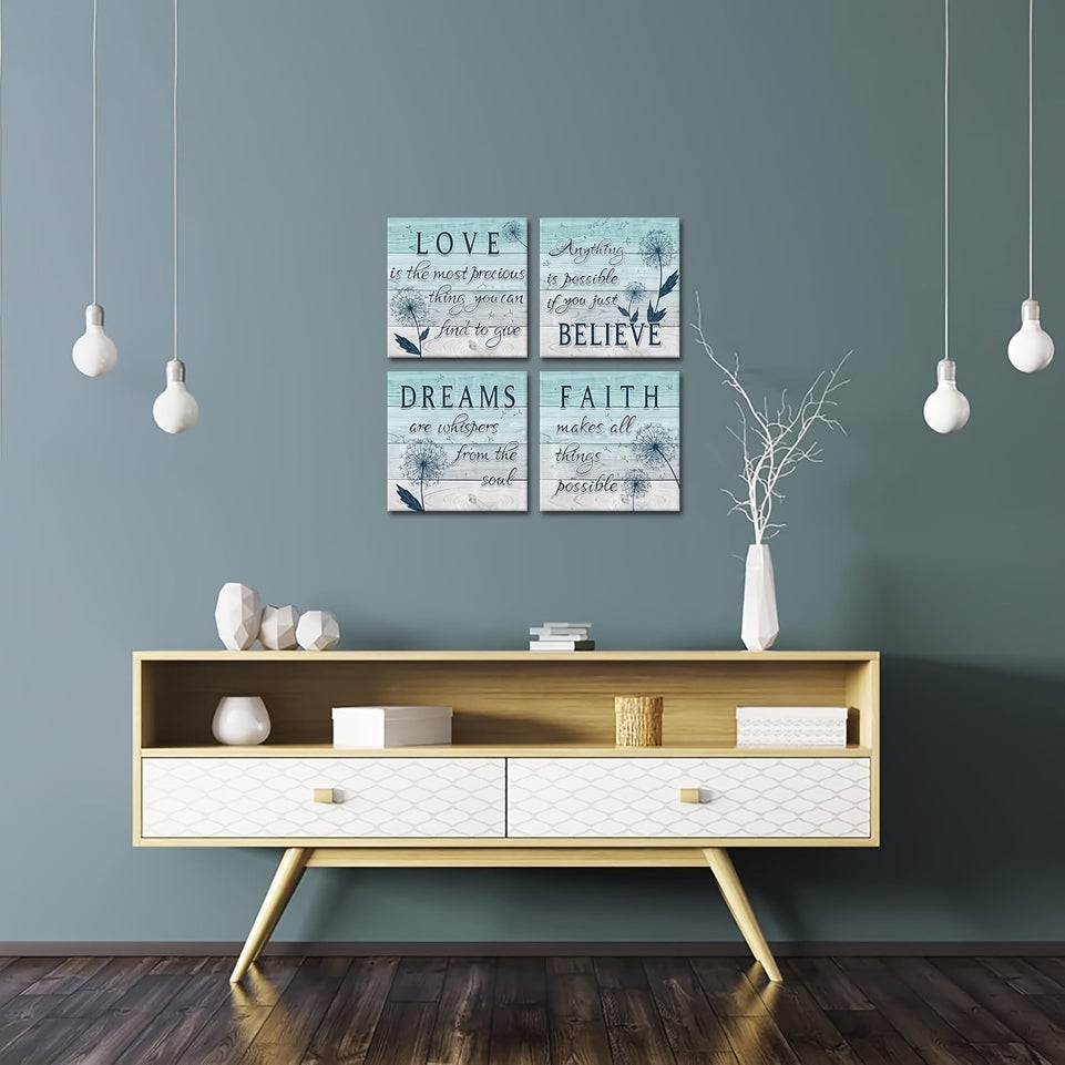 4pcs Set Rustic Teal Dandelion Canvas Wall Art, Motivational Quotes, Frameless 16x16 Inch, Inspirational Home & Office Decor, Modern Aesthetic for Living Room, Bedroom, Gym, Cafe, Pub https://www.temu.com/search_result.html?search_key=601099528825186