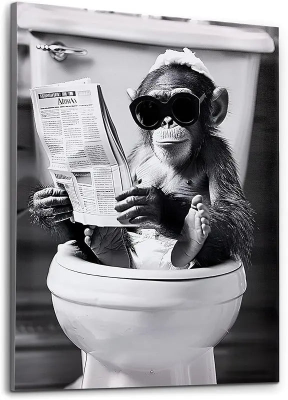 Deveosa Funny Bathroom Wall Art - Dog On Toilet Unique Cool Black And White Artwork For Restroom Paintings Animal Canvas Sings Decor Pictures Decorations 12x16inch https://www.amazon.com/dp/B0D1QJ3KZF