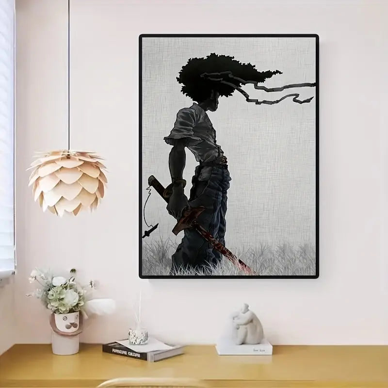 1pc African Samurai Anime Poster, Room Aesthetics Poster, Decoration Painting, Canvas Wall Art, Living Room Poster, Bedroom Painting, Home Decor, Frameless June Wall Art