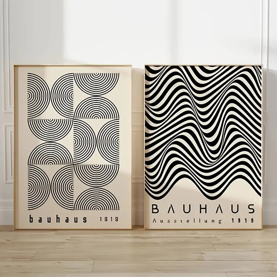 2pcs Vintage Bauhaus Canvas Paintings for Home Decor - Medieval Modern Wall Art for Bathroom, Bedroom, Office, Living Room - No Frame - 11.8x15.7 inches June Wall Art