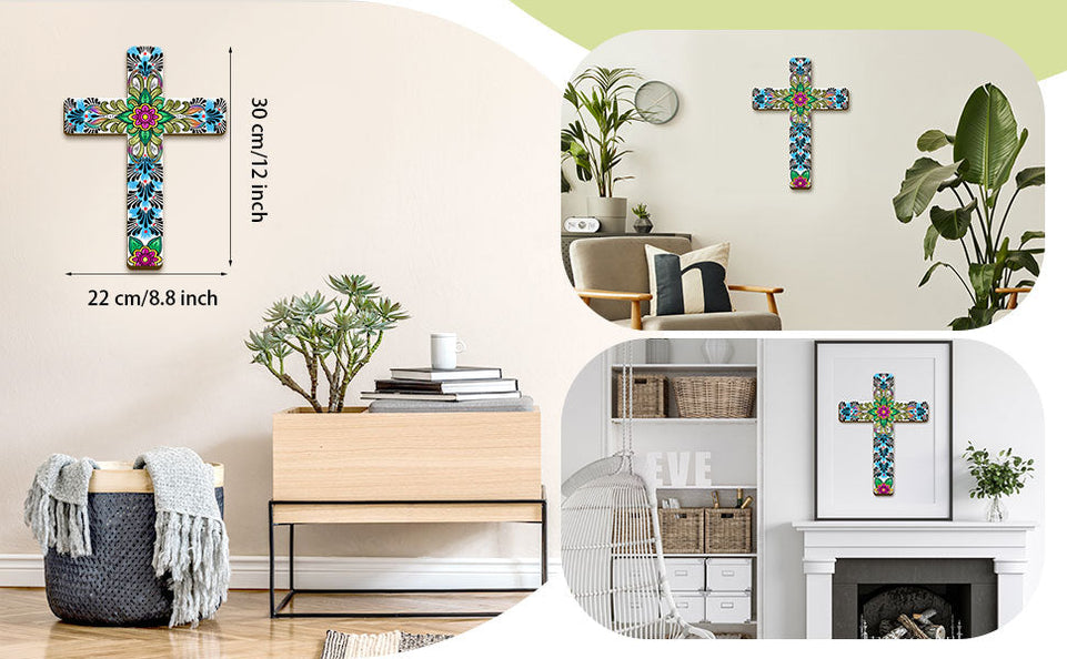 Floral Cross Wall Decor Hand Painted Decorative Inspirational Wooden Cross Spanish Style Wall Cross Mexican Art Wall Decor Mexican Crucifix for Home Room Church Decoration (Cute Style) https://www.amazon.com/dp/B09HBMJ1WQ