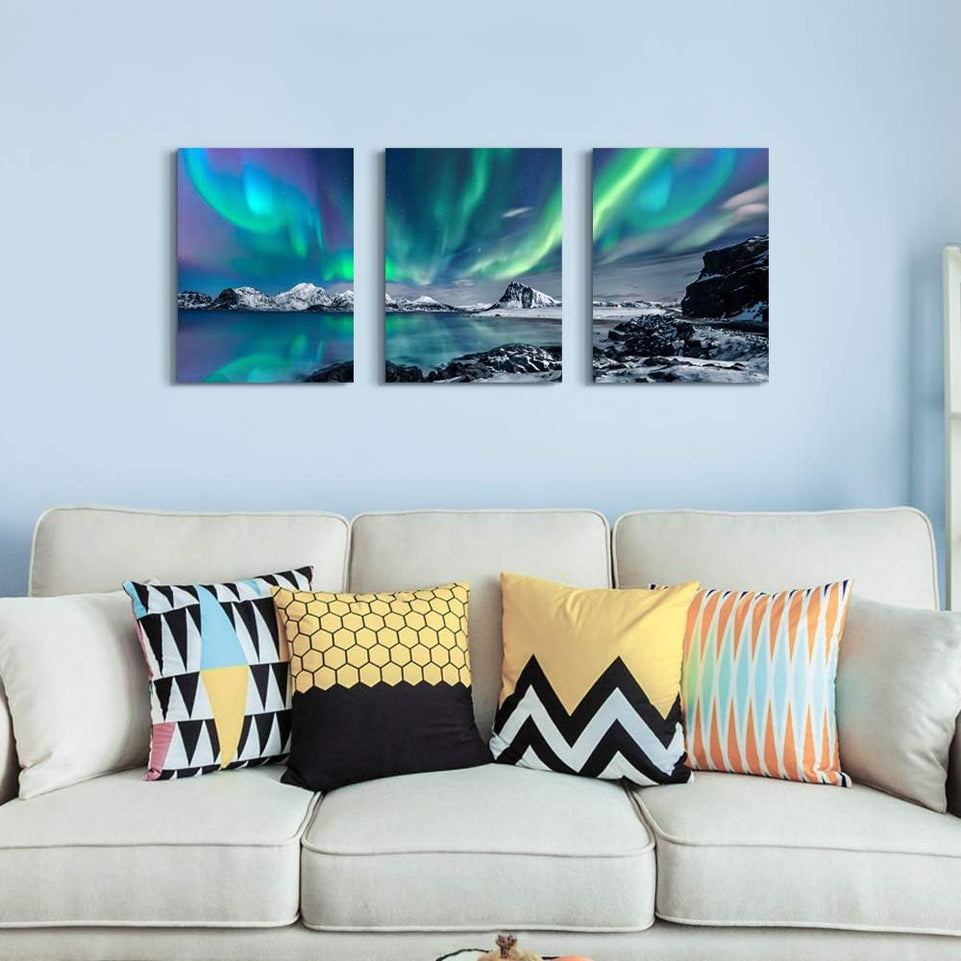 Farmhouse Canvas Wall Art For Bedroom Wall Decorations For Living Room Office Wall Decor Aurora Scenery Painting On Stretched And Framed Wall Pictures 3 Piece Ready To Hang For Bathroom Home Decor https://www.amazon.com/dp/B085RCGP4Q