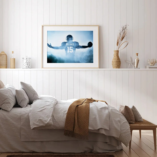 [1pc Customizable Football Poster] 1pc Customizable Football Canvas Poster - Your Name & Number, Modern Sports Wall Art, Perfect Gift for Dad, Husband, Son - Ideal for Bedroom, Living Room, Home Office Decor, Frameless, Footb June Wall Art