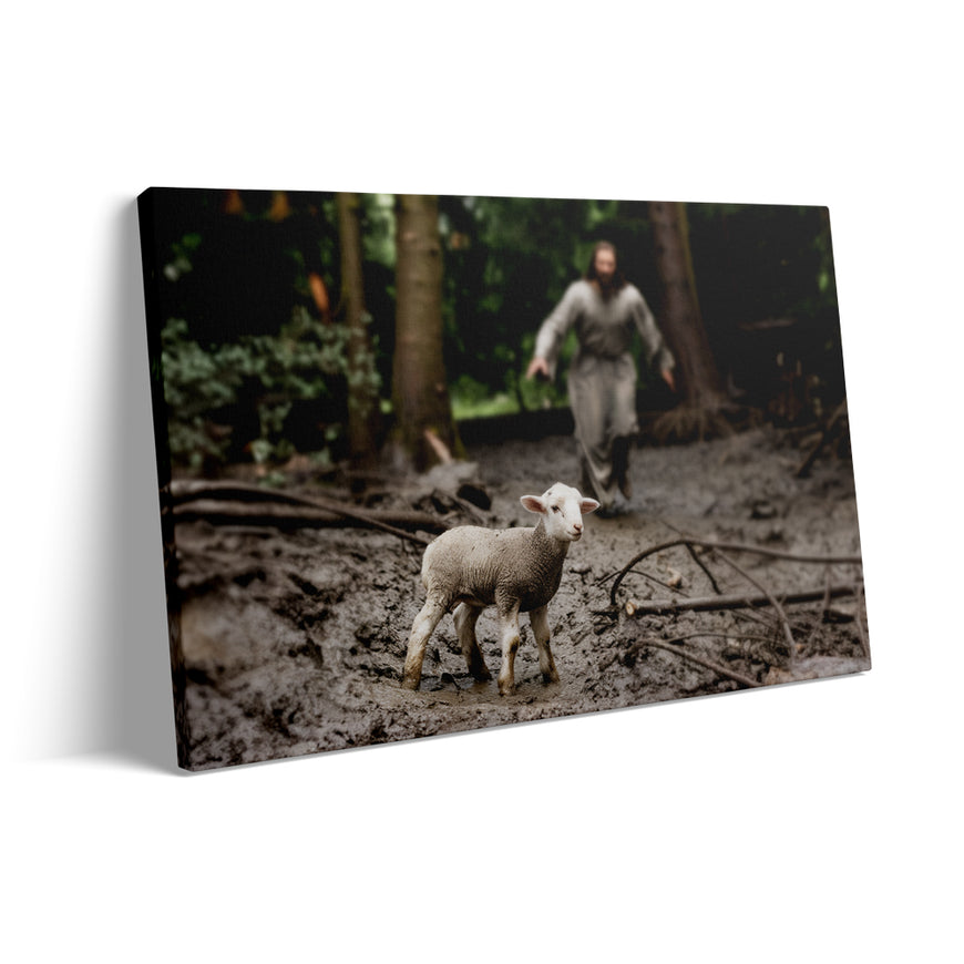 The Good Shepherd: Rescuing the Lost Lamb - Christian Canvas Wall Art