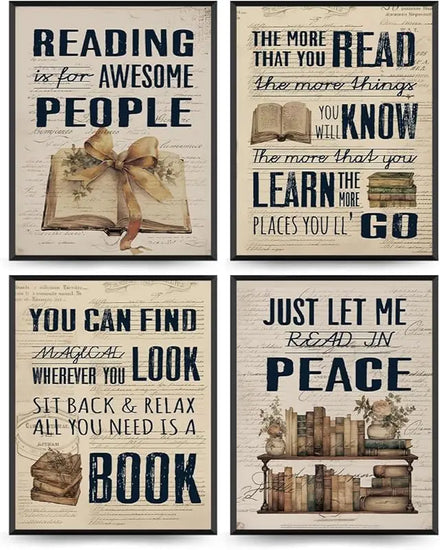 PLKMN Vintage Book Art Wall Decor 8x10, Book Club Decorations, Library Decor, Retro Floral Book Wall Art for Reading Room Classroom Nursery, Book Lovers Gifts, Set of 4 Unframed https://www.amazon.com/dp/B0CZQ3KRK9