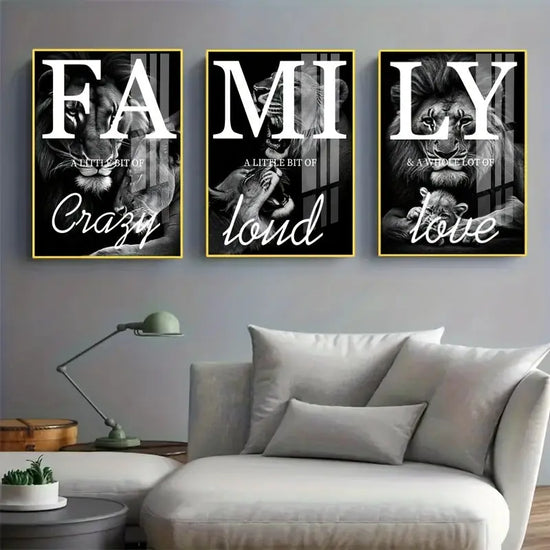 [3 Canvas Lion Wall Art] 3 Canvas Paintings, Family Lion Wall Art, Ideal Gift for Living Room, Kitchen, Decorative Wall Art Wall Decoration, Home Decoration, Wall Art, Room Decoration, Room Decoration, Unframed June Wall Art