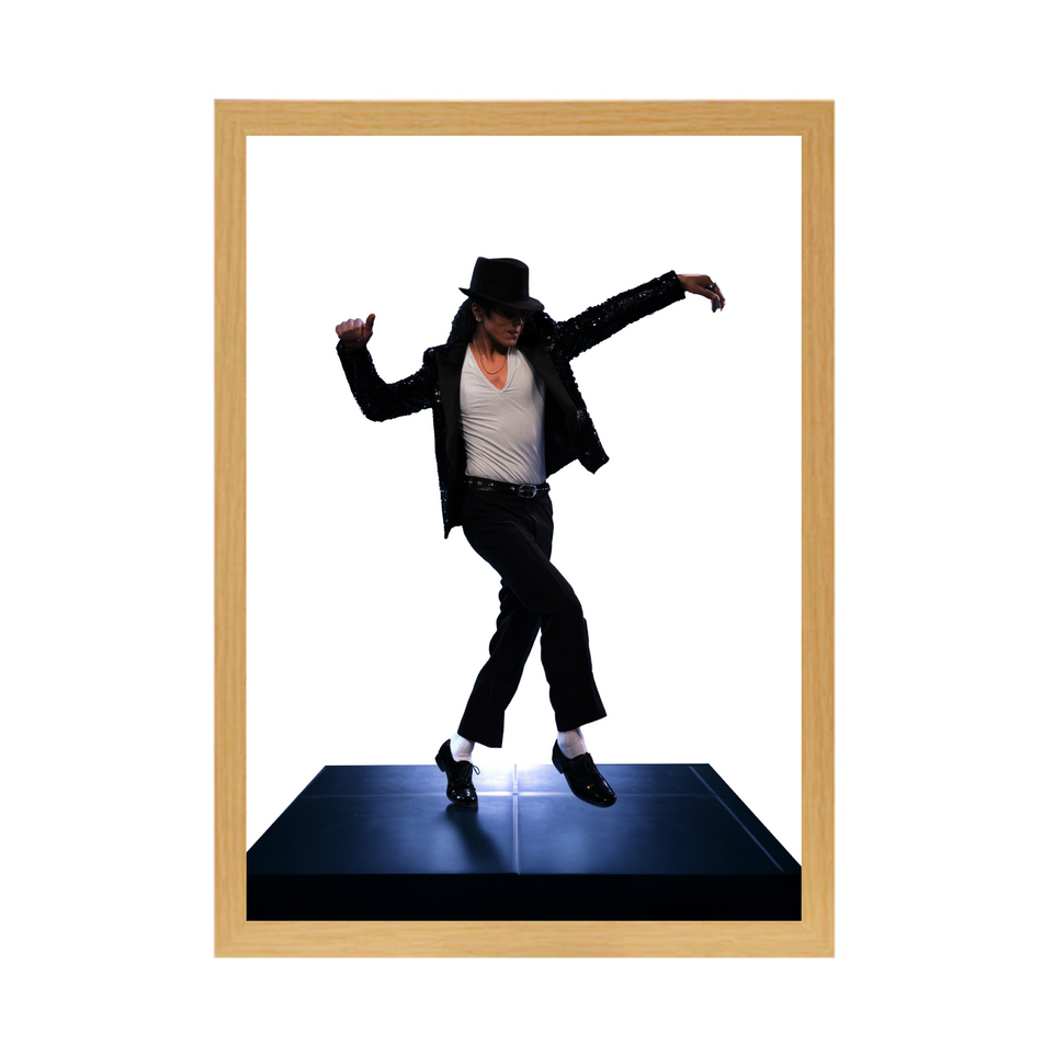 Michael Jackson Iconic Dancer Light Up Painting in Wooden Frame – Illuminated Stage Performance Art