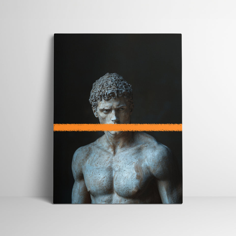 Maximus - Modern Minimalist Roman Statue Wall Art with Color Accent