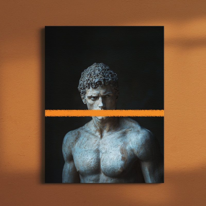 Maximus - Modern Minimalist Roman Statue Wall Art with Color Accent