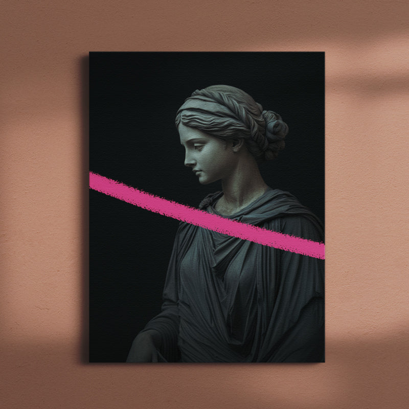 Helena - Modern Minimalist Roman Statue Wall Art with Color Accent - Canvas Print