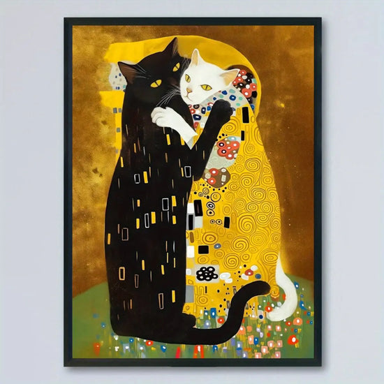 1pc Canvas Poster, Kitty Klimt Poster Art Prints De Dikhotomyart Print Poster Wall Art for Living Room, Wall Decor for Bedroom, Home Decor Room Decor Frameless June Wall Art