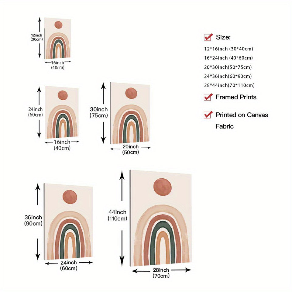 1pc  Boho Rainbow Abstract Aesthetics Canvas Wall Art  Picture Painting  Decor Murals Living Room Restaurants Bedroom Bathroom Kitchen Modern Artwork Decorative Paintings Gifts Stretched and Framed Ready to Hang