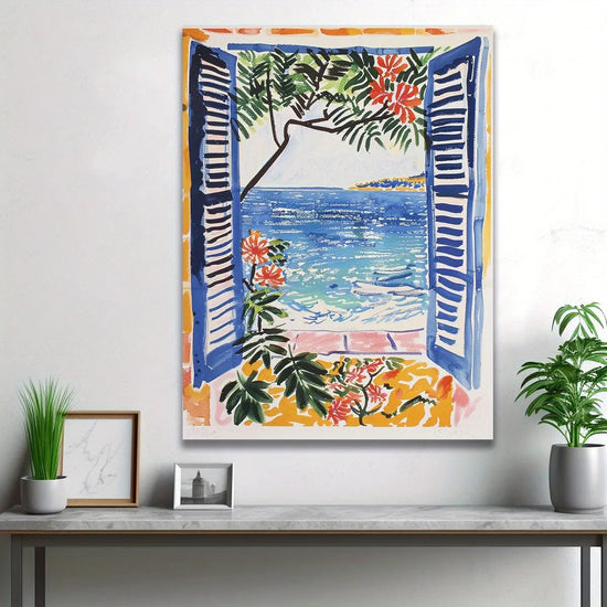 1PC Framed canvas wall decor, Ready to Hang for Home Decor, living room wall art, Window scenery painting decoration, Personalized modern art decoration, colorful wall art, room aesthetic, Home decorations Wall Art print June Wall Art