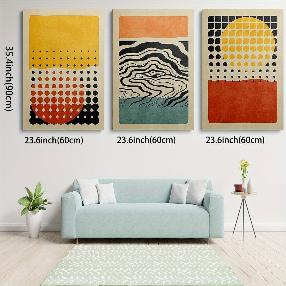 Set of 3 Framed Canvas Wall Art Living room decoration painting Bohemian style (90) modern simple art poster decoration painting abstract geometric figure landscape mural