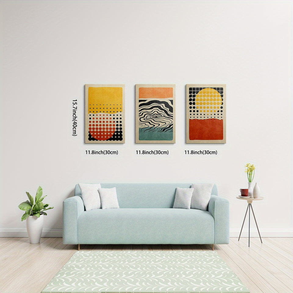 Set of 3 Framed Canvas Wall Art Living room decoration painting Bohemian style (90) modern simple art poster decoration painting abstract geometric figure landscape mural