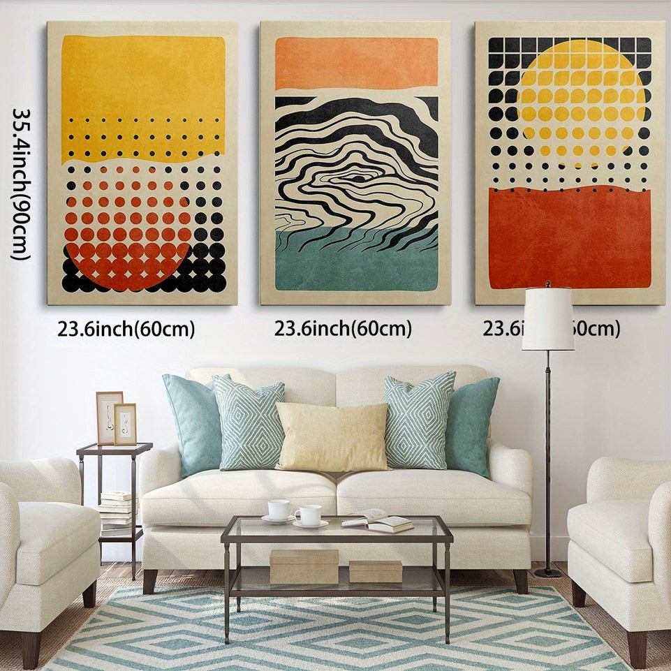 Set of 3 Framed Canvas Wall Art Living room decoration painting Bohemian style (90) modern simple art poster decoration painting abstract geometric figure landscape mural