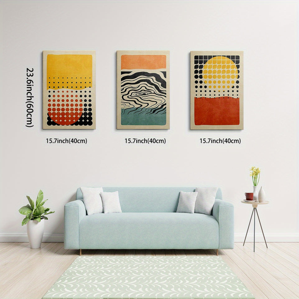 Set of 3 Framed Canvas Wall Art Living room decoration painting Bohemian style (90) modern simple art poster decoration painting abstract geometric figure landscape mural