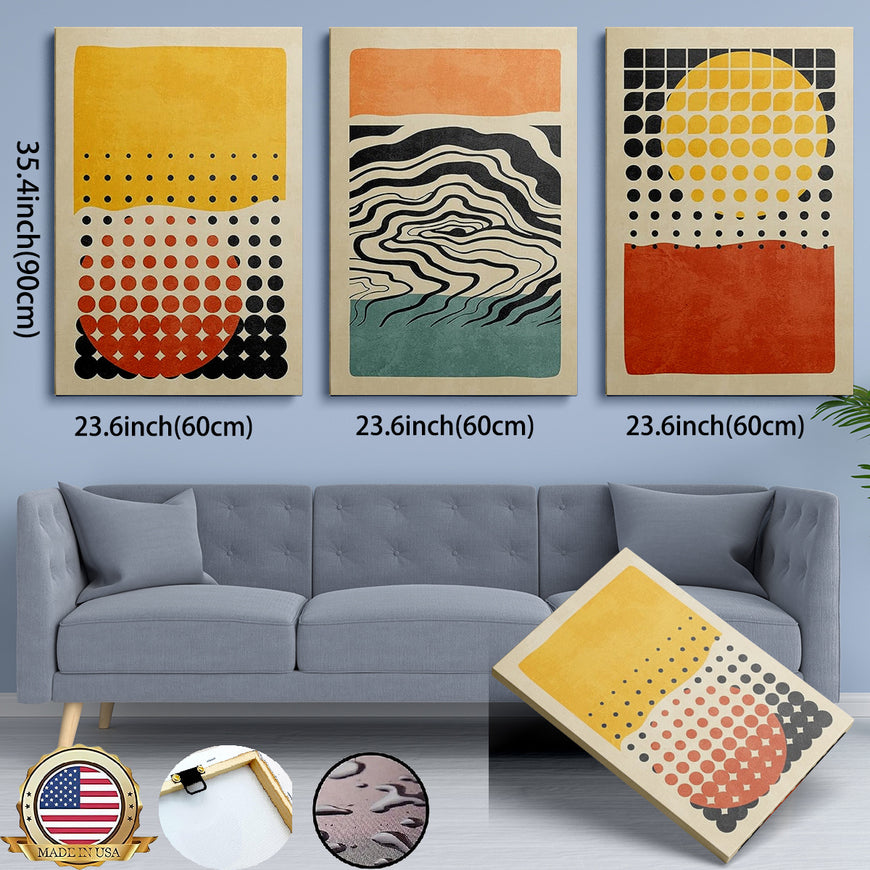 Set of 3 Framed Canvas Wall Art Living room decoration painting Bohemian style (90) modern simple art poster decoration painting abstract geometric figure landscape mural