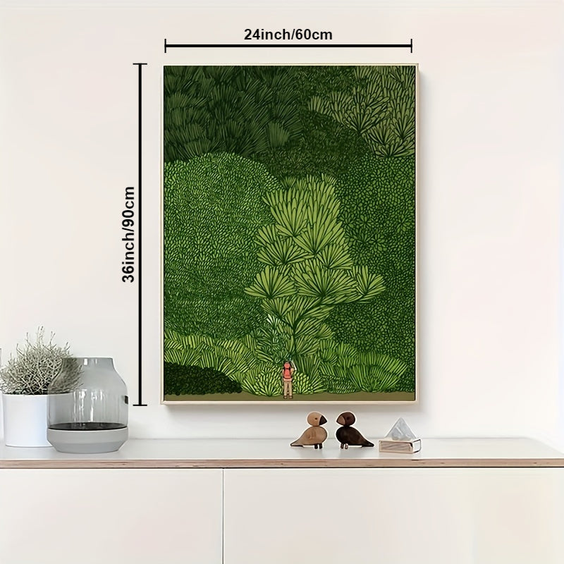 Wrapped Framed Canvas Transform Your Space with Serenity: Green Forest Landscape Canvas - Modern Art Deco, Vivid Indoor Decor, Wrapped Framed Canvas